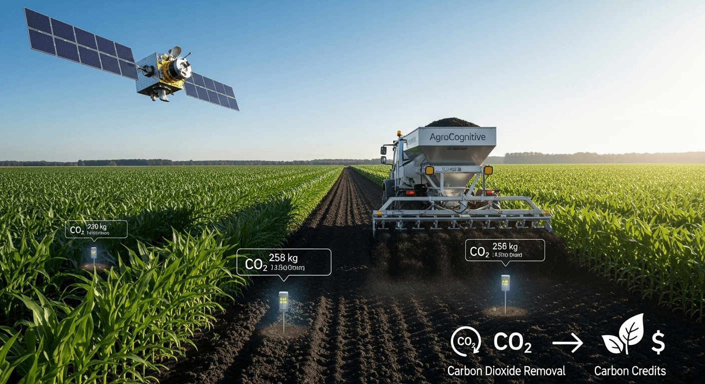 Campo agrícola con drones y satélites
